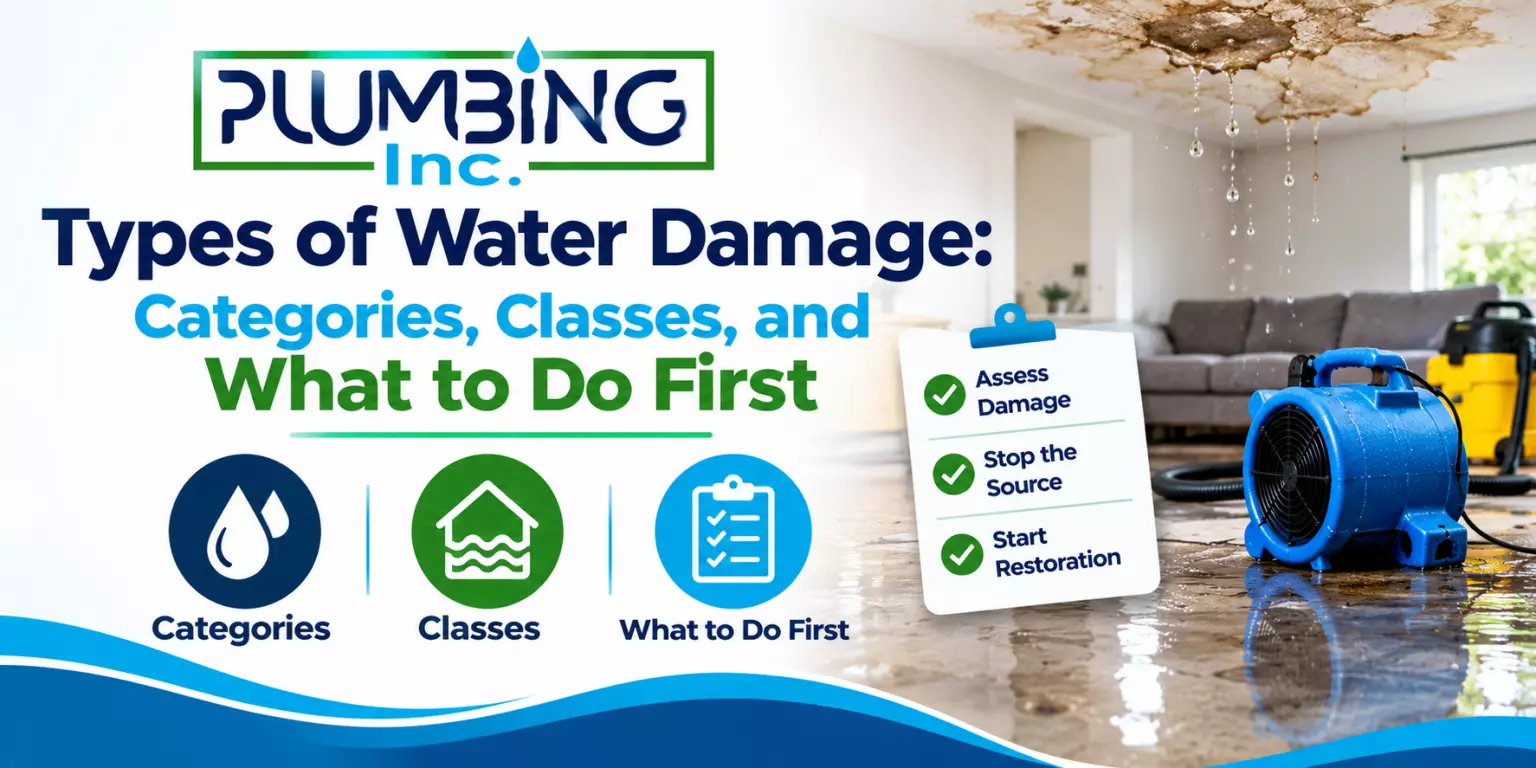 Types of Water Damage:- Categories, Classes, and What to Do First