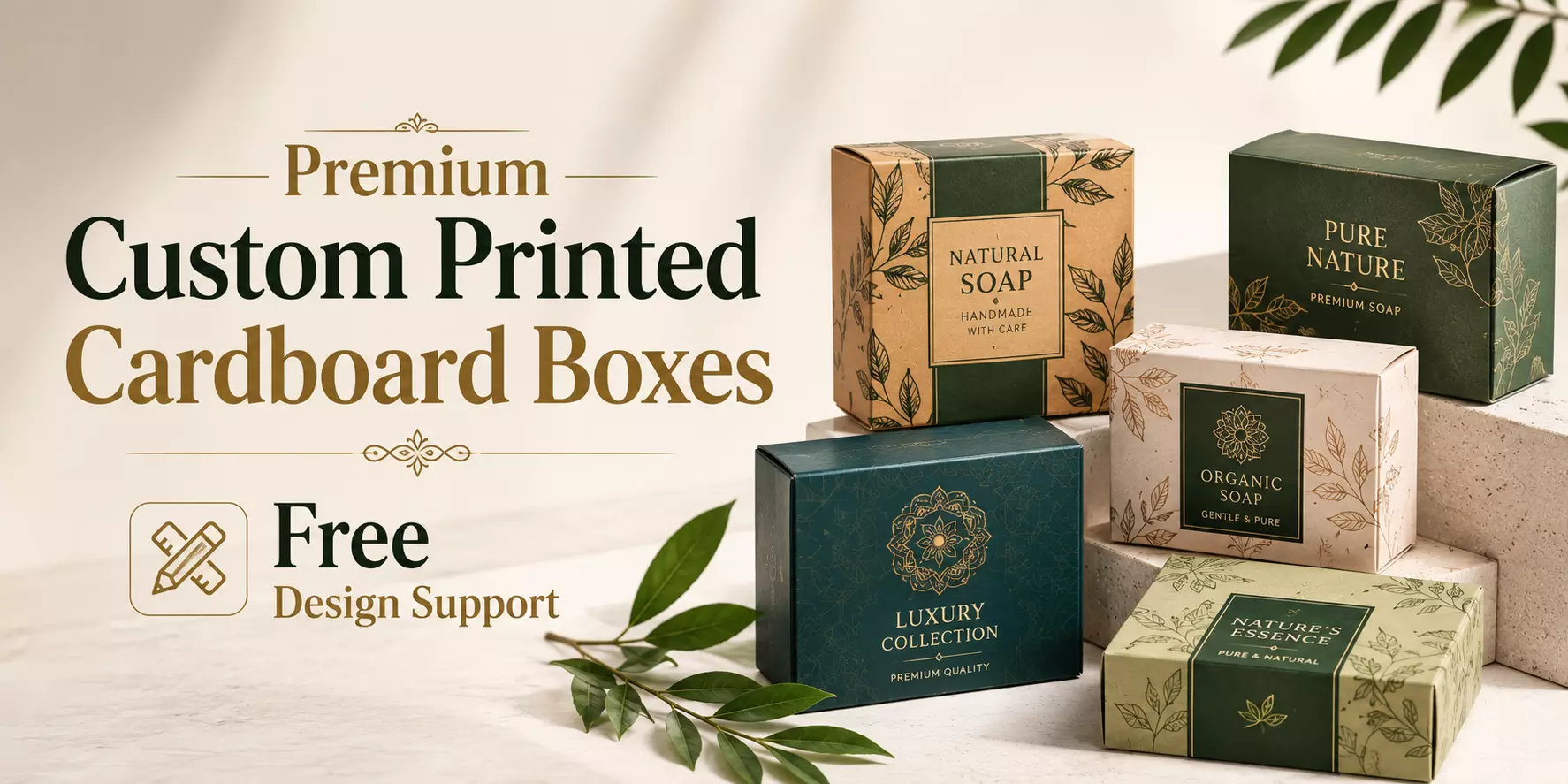 Premium Custom Printed Cardboard Boxes Free Design Support