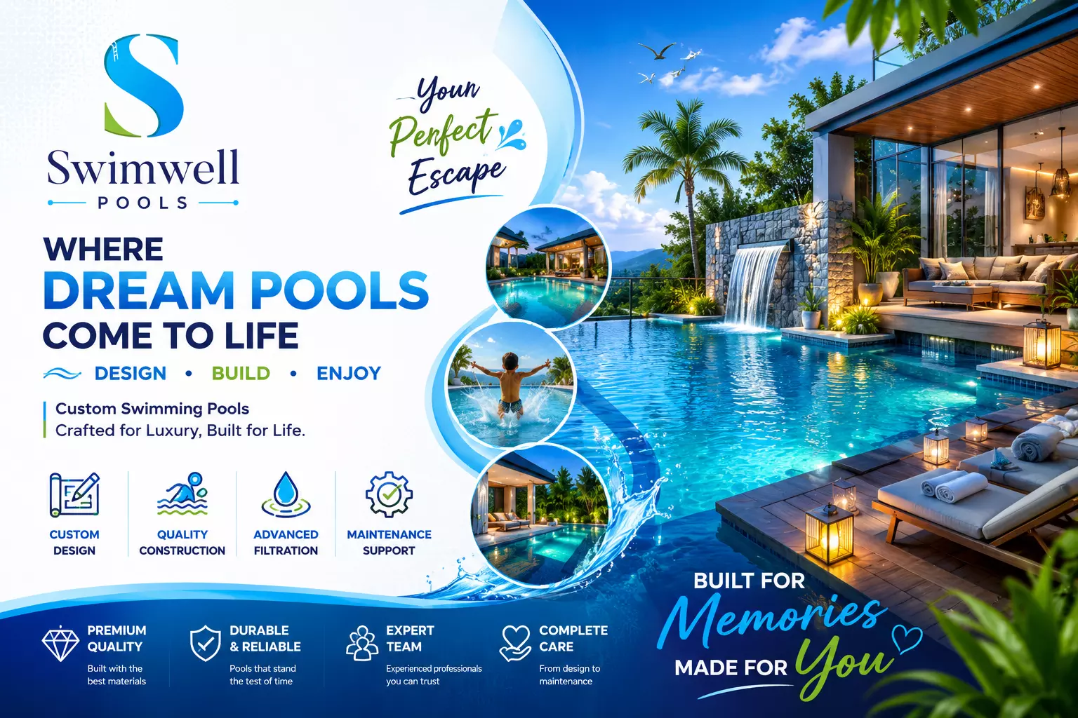 What services does a swimming pool construction company in Andhra Pradesh offer?