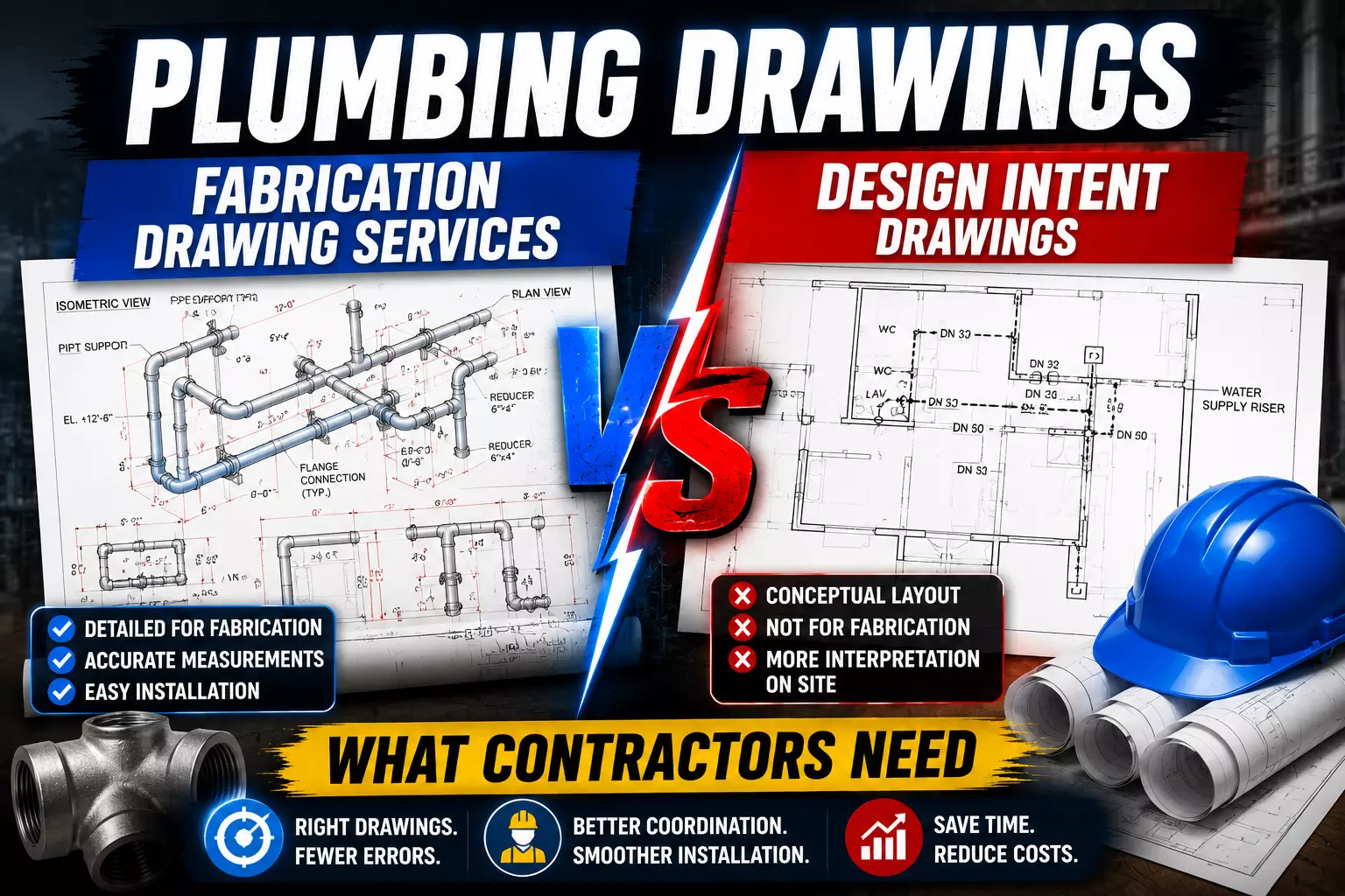 Plumbing Fabrication Drawing Services vs Design Intent Drawings — What Contractors Need