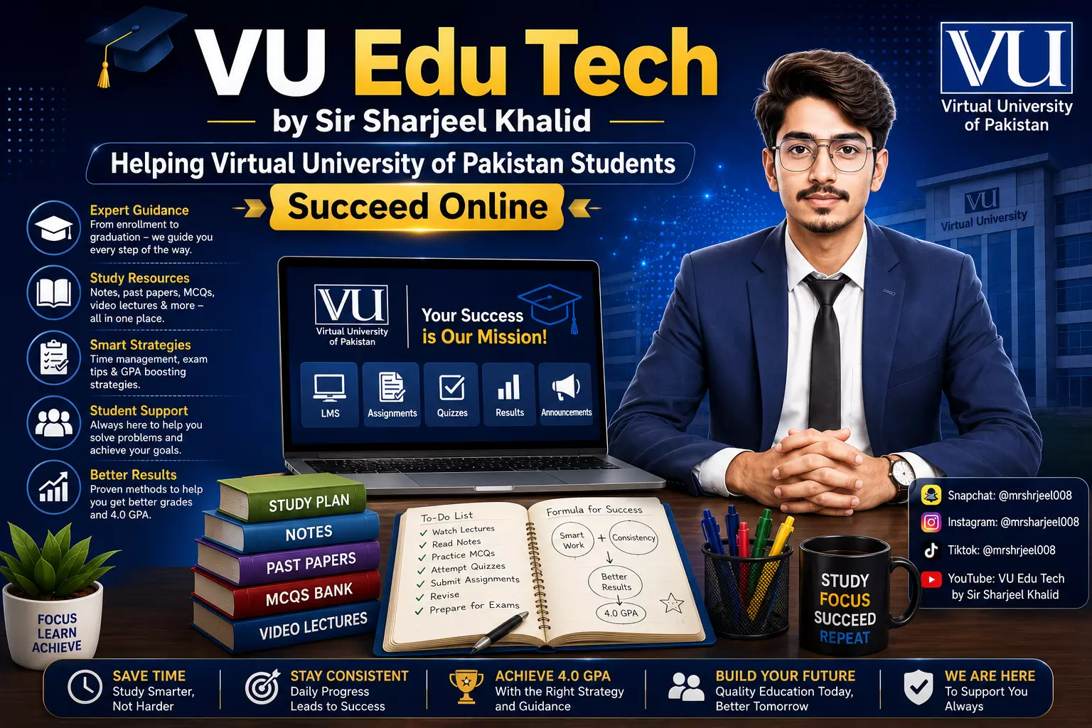 VU Edu Tech by Sir Sharjeel Khalid – Helping Virtual University of Pakistan Students Succeed Online