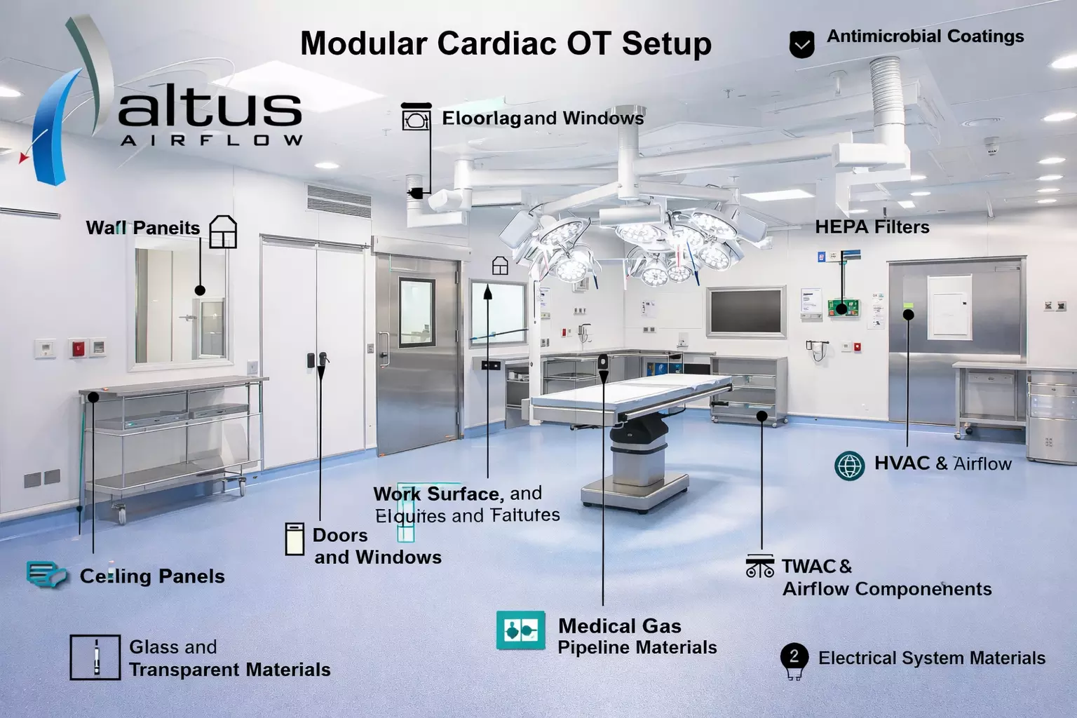 What Materials Are Used in Modular Cardiac OT Setup?