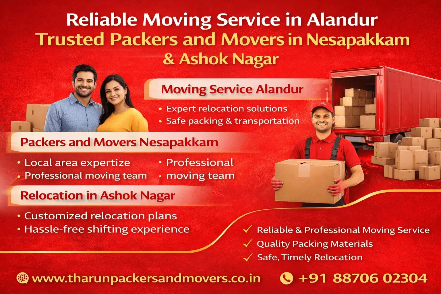 Reliable Moving Service in Alandur – Trusted Packers and Movers in Nesapakkam & Ashok Nagar