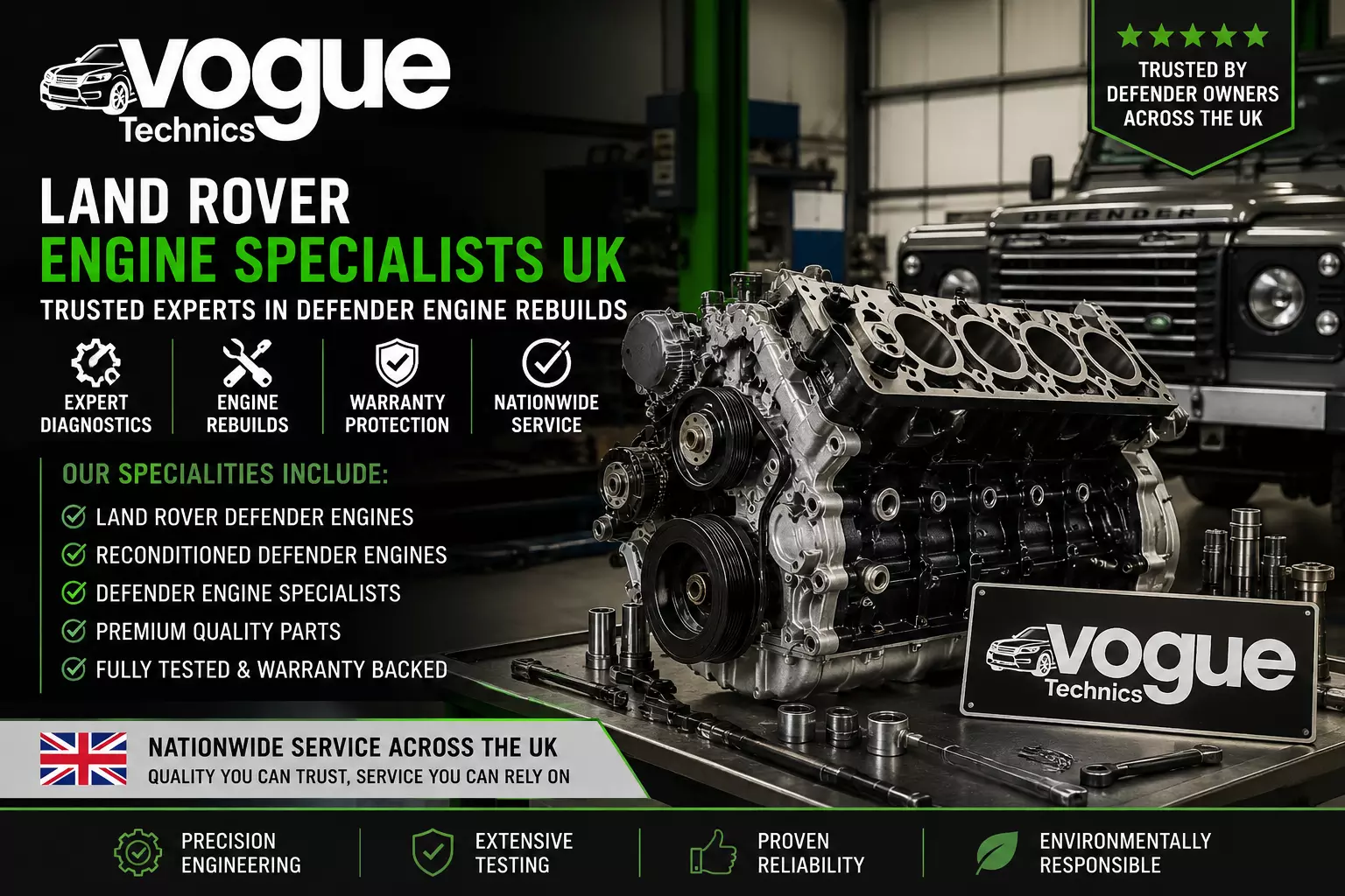 Land Rover Engine Specialists UK – Trusted Experts in Defender Engine Rebuilds