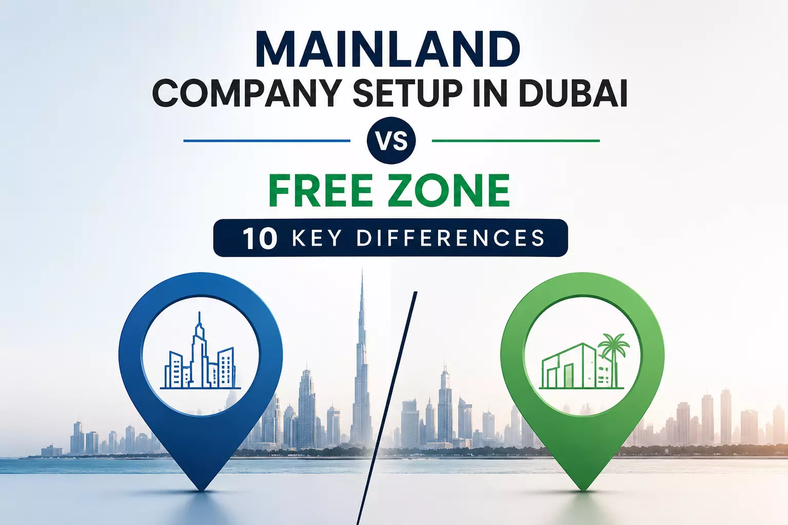 Mainland Company Setup in Dubai vs Free Zone: 10 Key Differences
