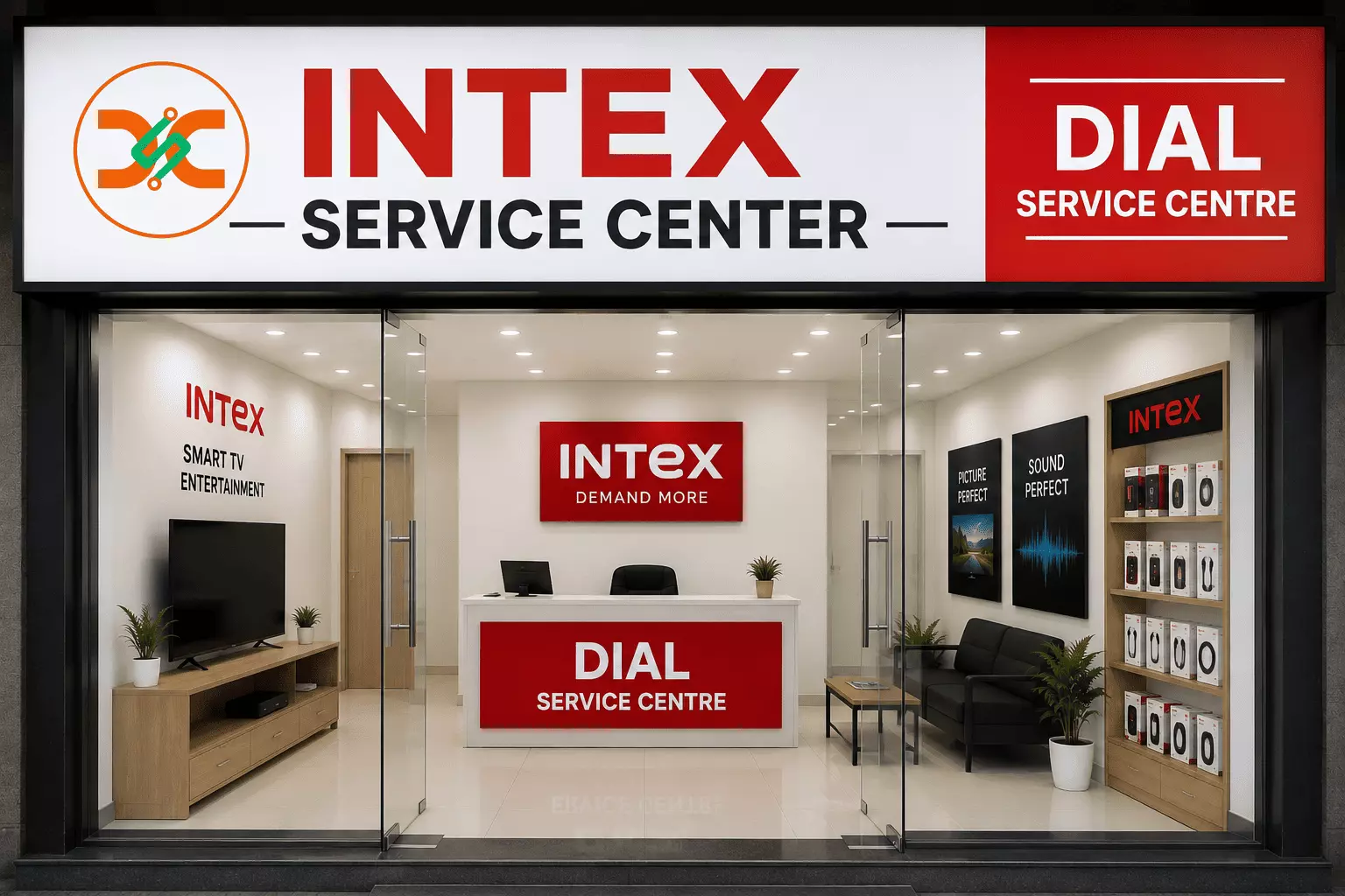 Can damaged Intex TV screens be replaced by technicians?
