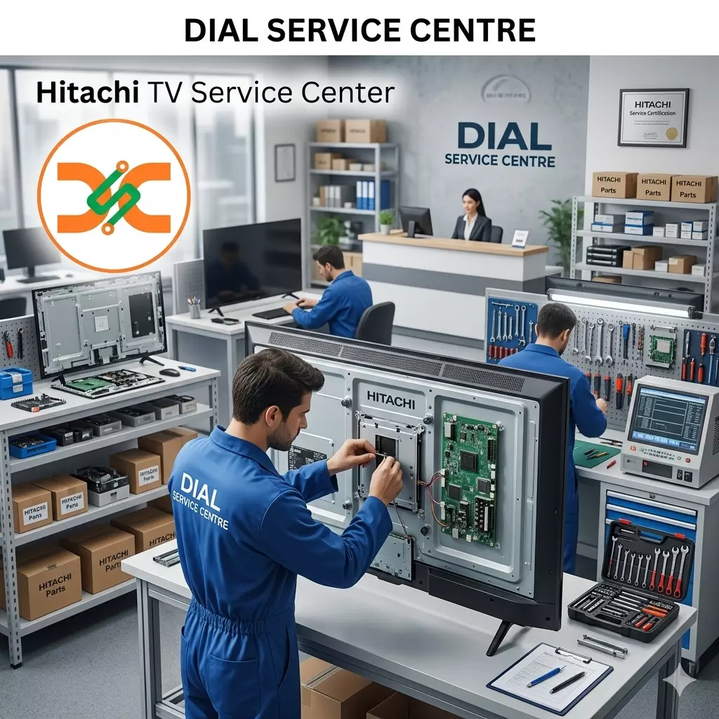 What services are offered at the Hitachi TV Service Center by Dial Service?