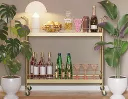Wooden Bar Cart for Stylish Home Entertaining and Easy Storage