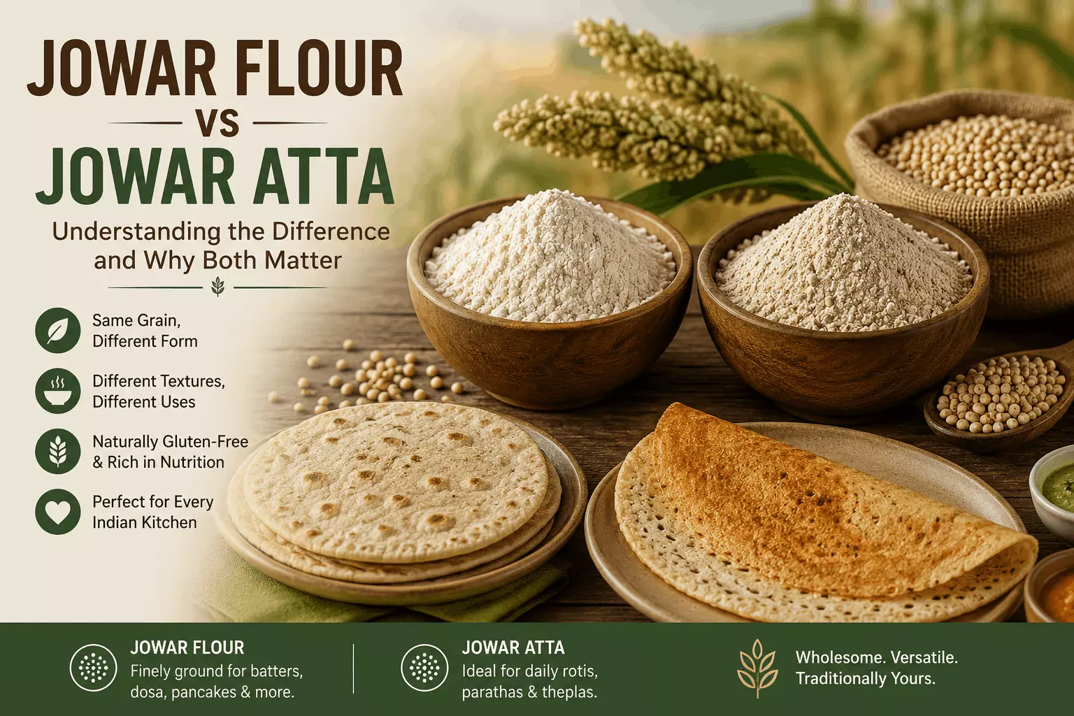 Jowar Flour and Jowar Atta – Two Forms of the Same Grain That Belong in Every Indian Kitchen