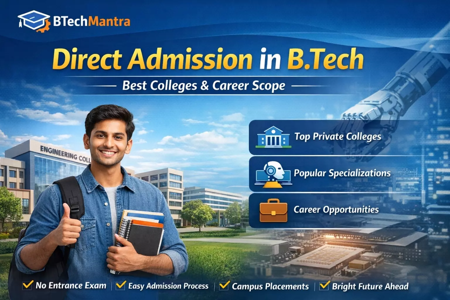 Direct Admission in B.Tech: Best Colleges & Career Scope
