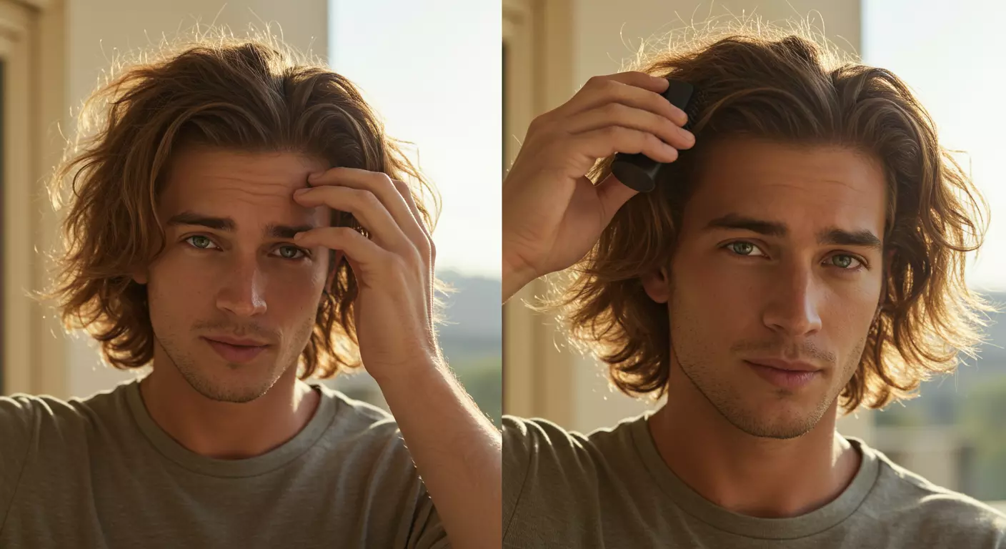 How do men manage frizz with long hair?