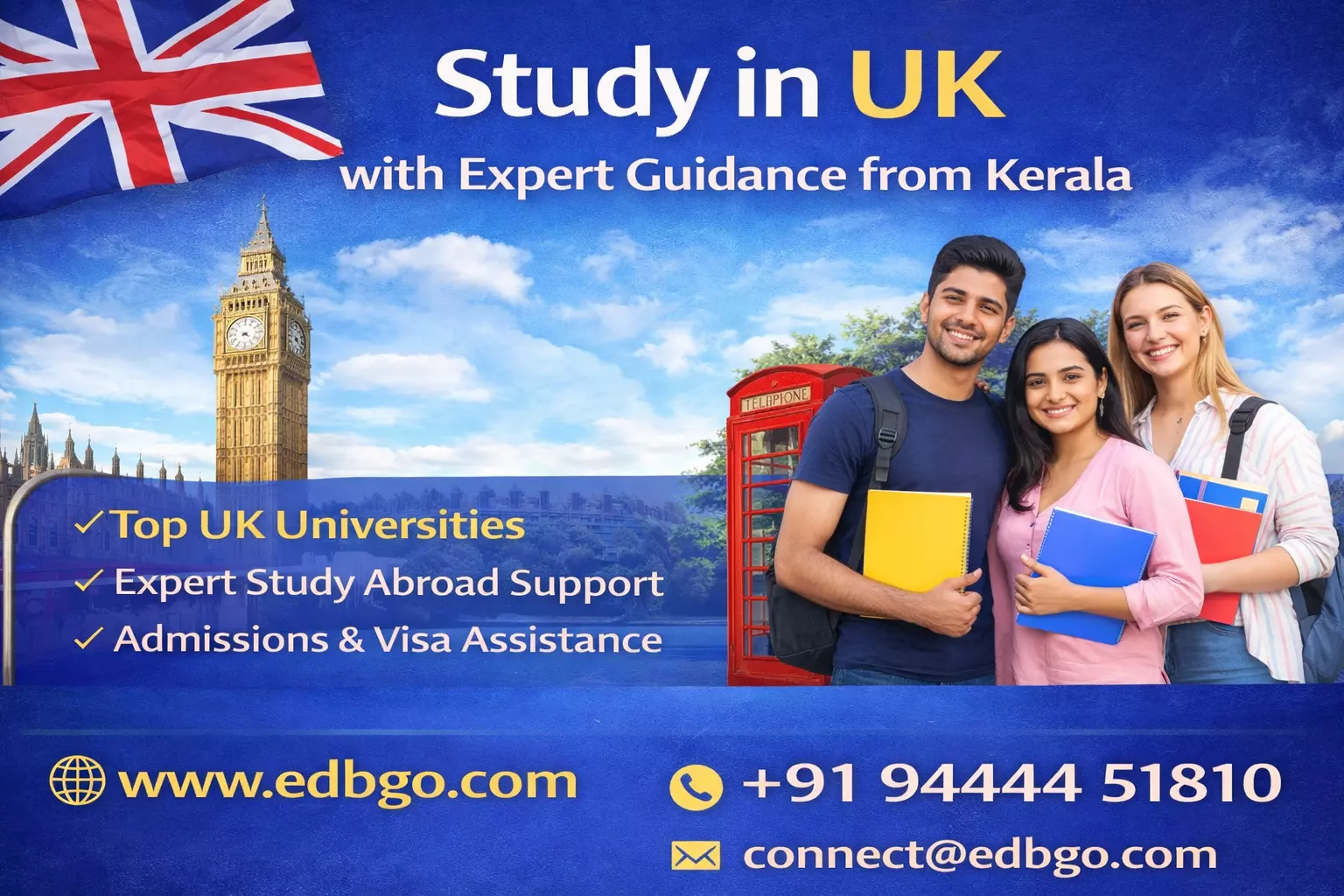 Study in UK , Kerala & Britain With EDBGO