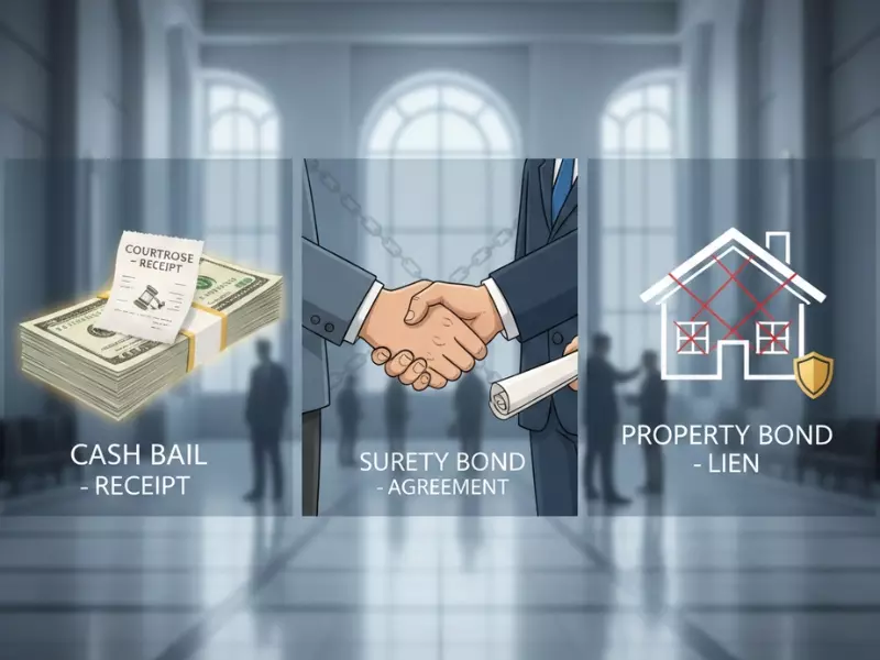 Difference Between Cash Bail, Surety Bond, and Property Bond