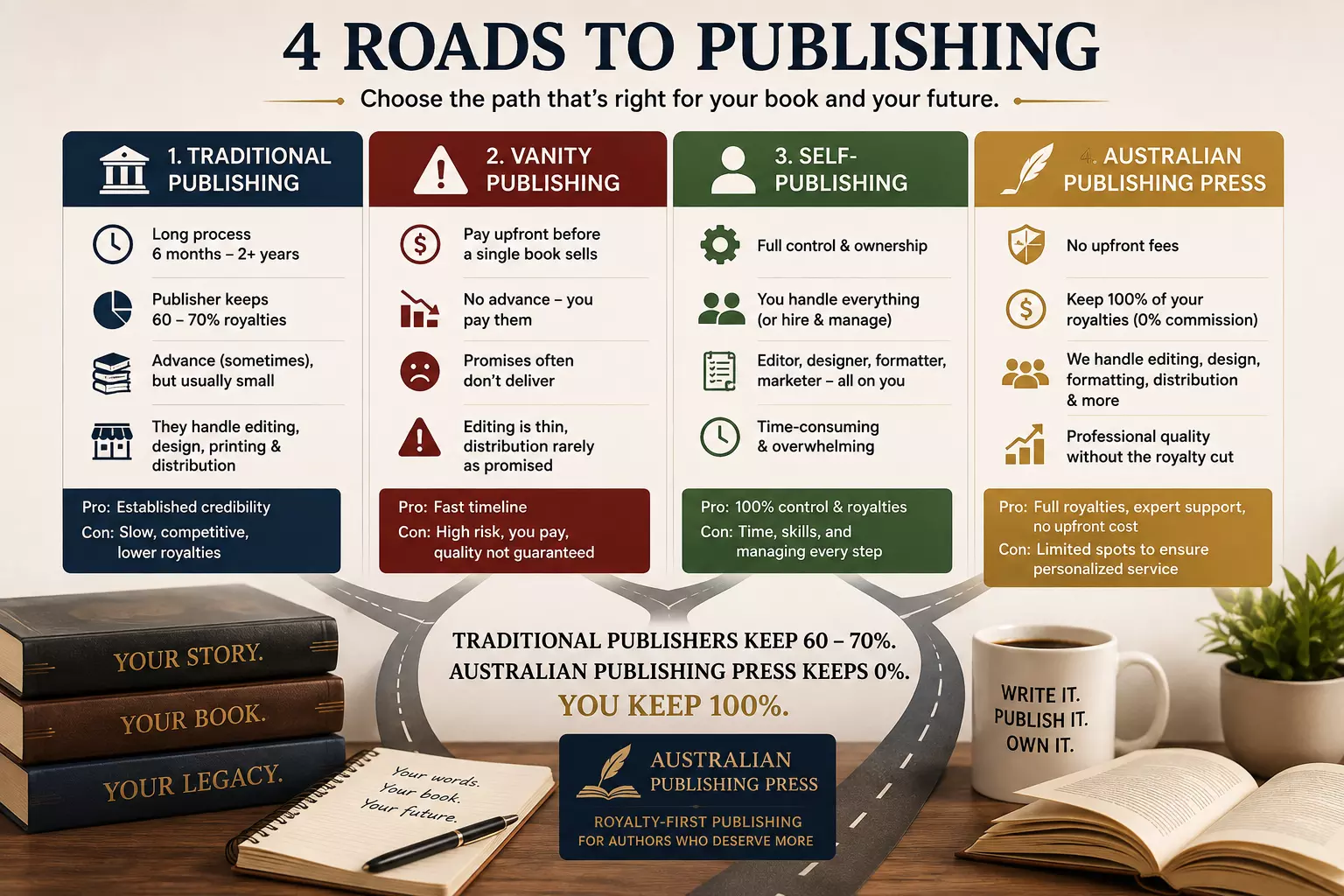Picking a Publisher in Australia: Traditional vs Vanity vs Self-Publishing