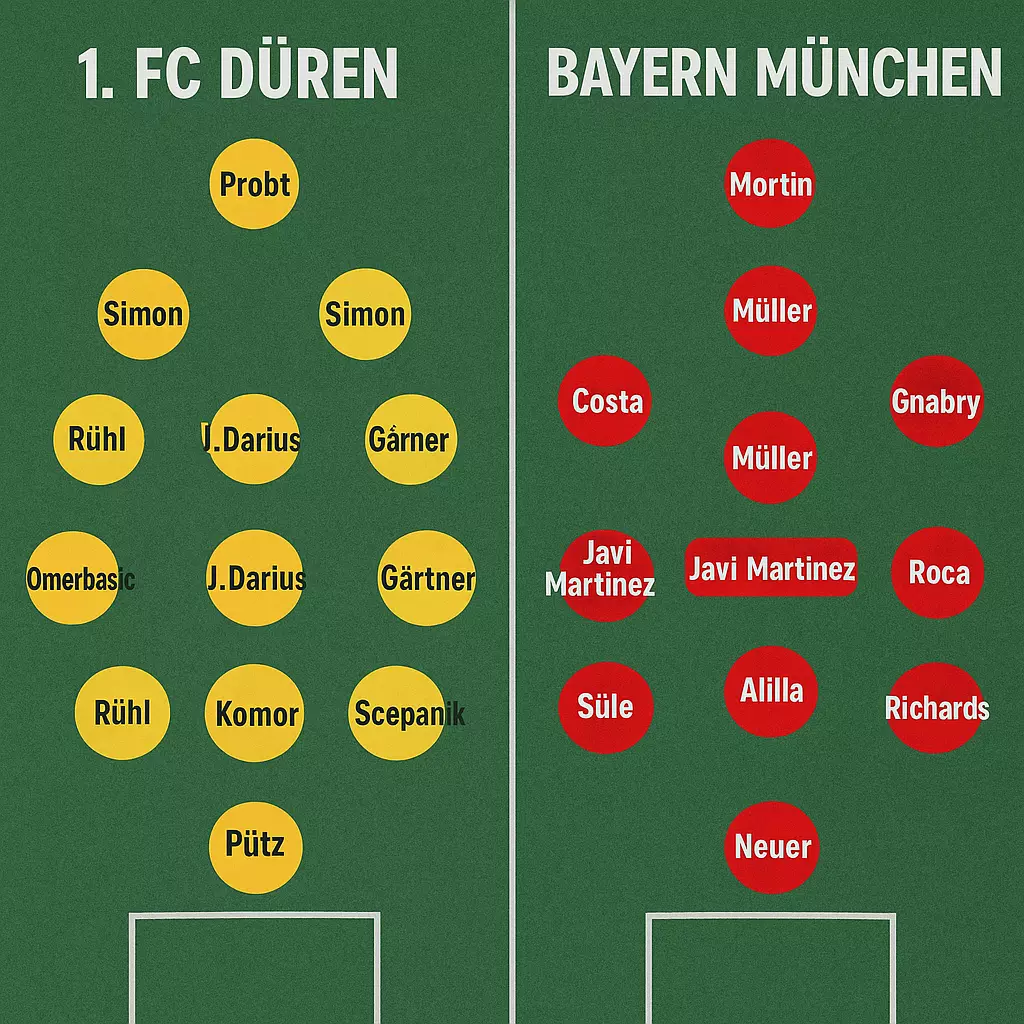 Match Analysis: Alineaciones de 1. FC Düren contra Bayern Munich – Lineups and Tactical Breakdown