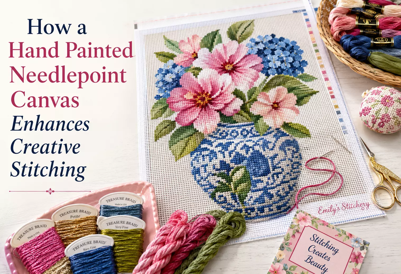 How a Hand Painted Needlepoint Canvas Enhances Creative Stitching