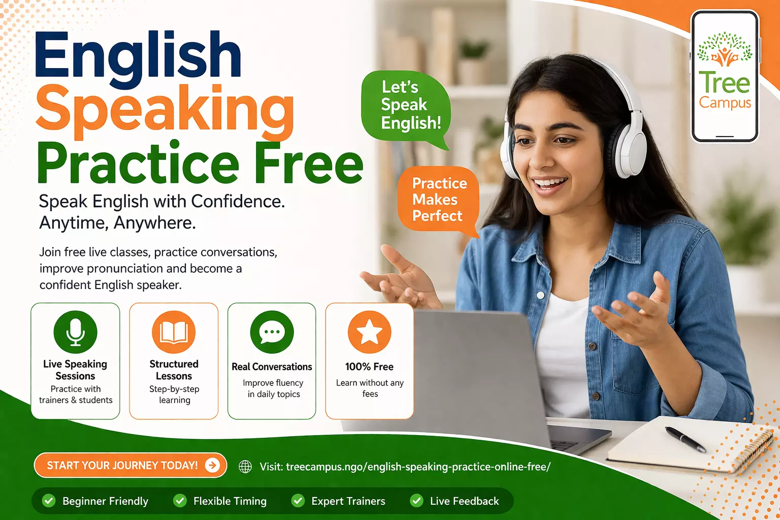 English Speaking Practice Online Free – Learn and Improve with Treecampus