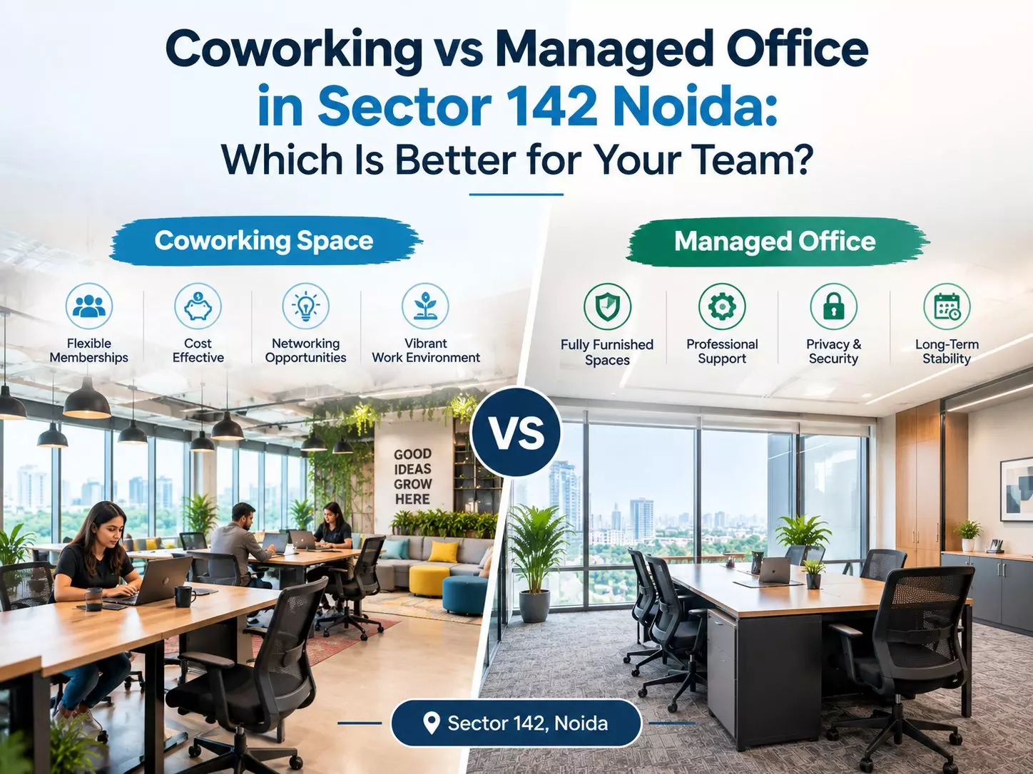 Coworking vs Managed Office in Sector 142 Noida: Which Is Better for Your Team?