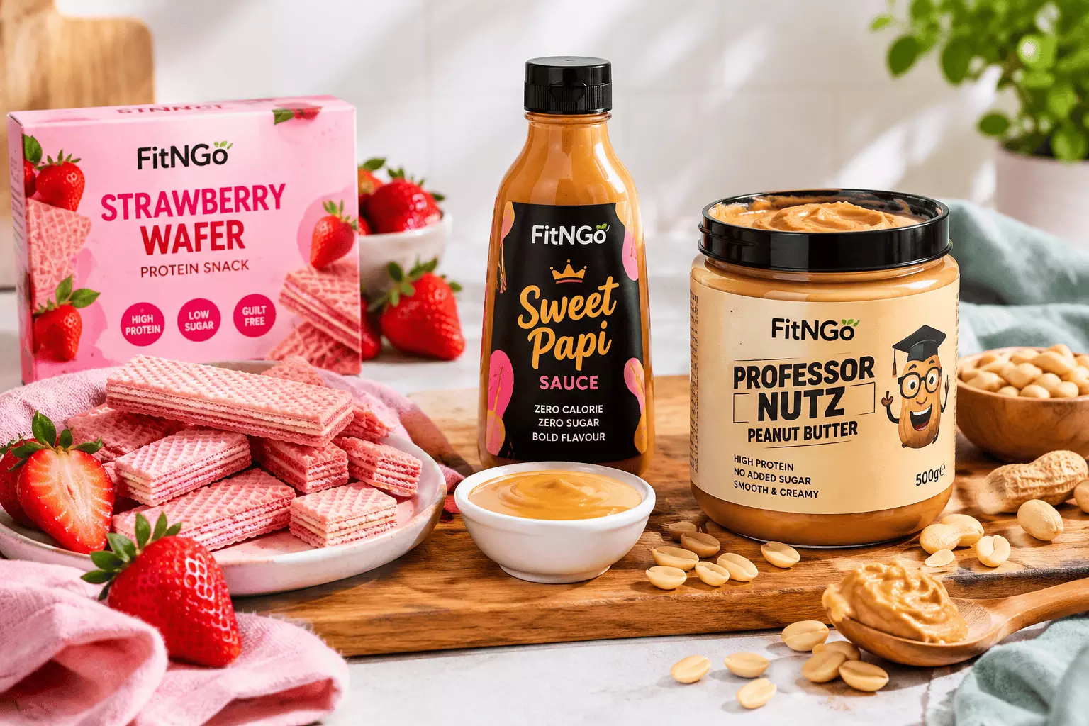 Healthy Food Choices with Strawberry Wafer Snacks, Sweet Papi Sauce and Professor Nutz Peanut Butter