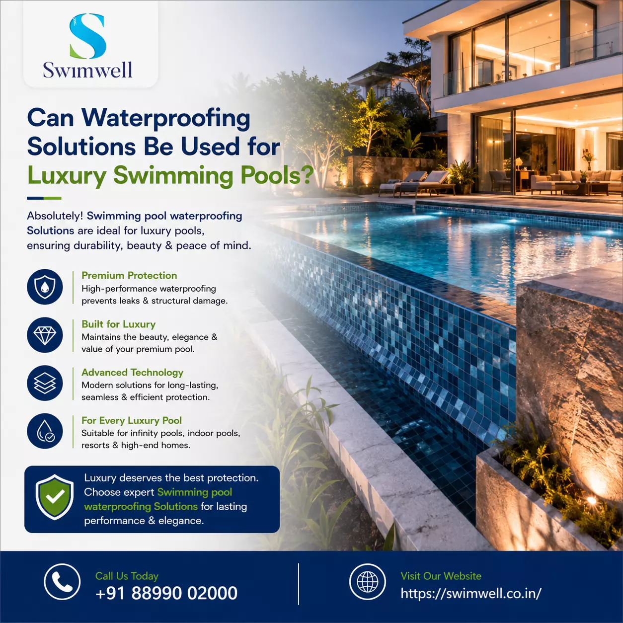 Can Waterproofing Solutions Be Used for Luxury Swimming Pools?