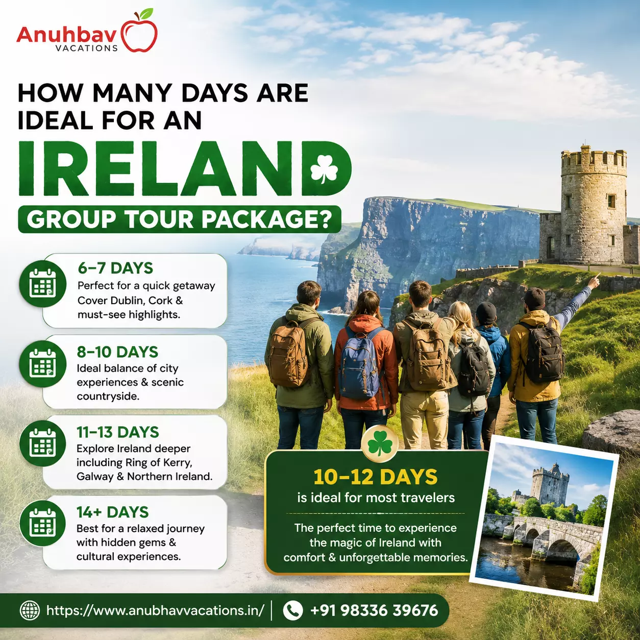 How many days are ideal for an Ireland Group Tour Package?