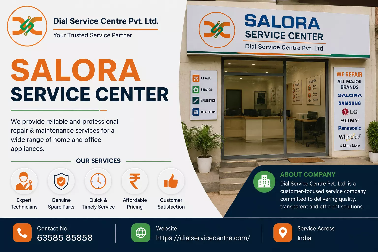 Does the Salora Service Center Provide Maintenance and Inspection Services?