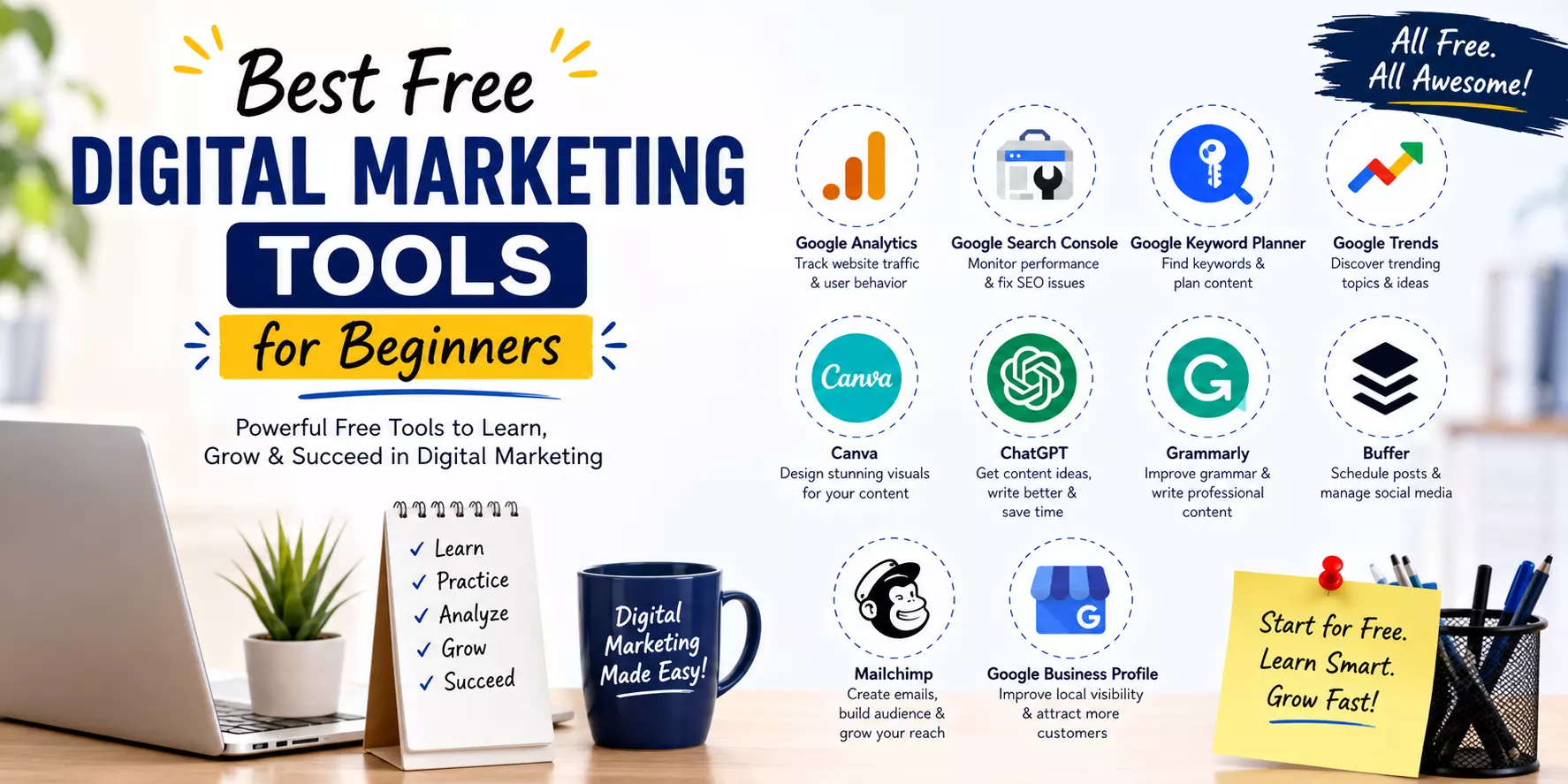 Best Free Digital Marketing Tools for Beginners