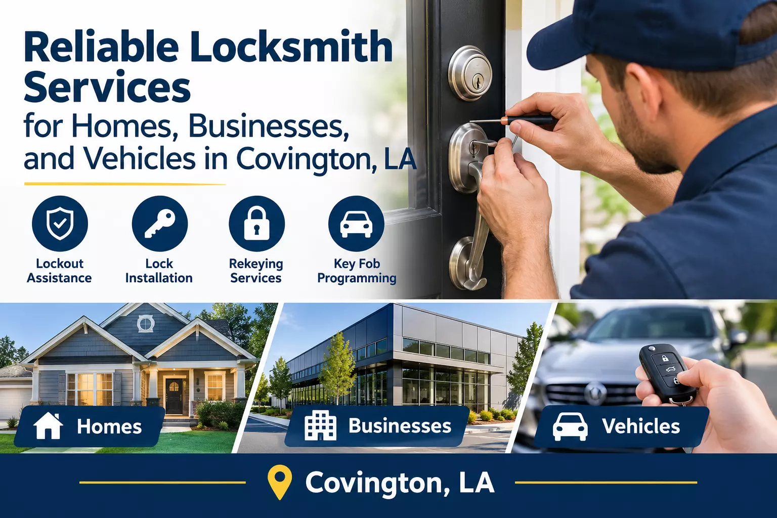 Reliable Locksmith Services for Homes, Businesses, and Vehicles in Covington, LA