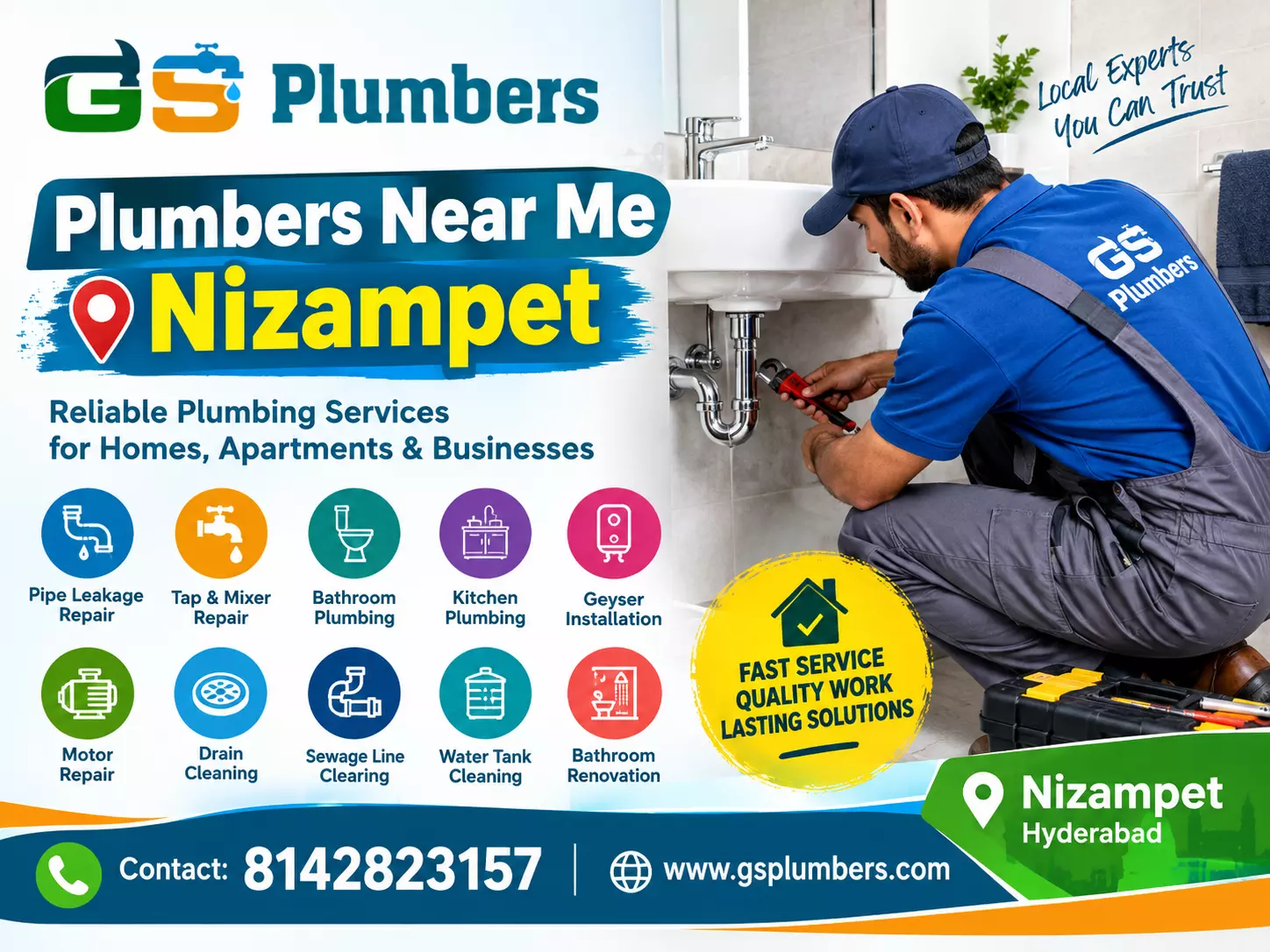 Looking for Plumbers Near Me Nizampet? Choose GS Plumbers