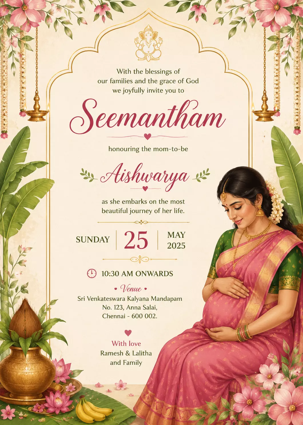 Seemantham Invitation Video Templates for Traditional Baby Shower Celebrations