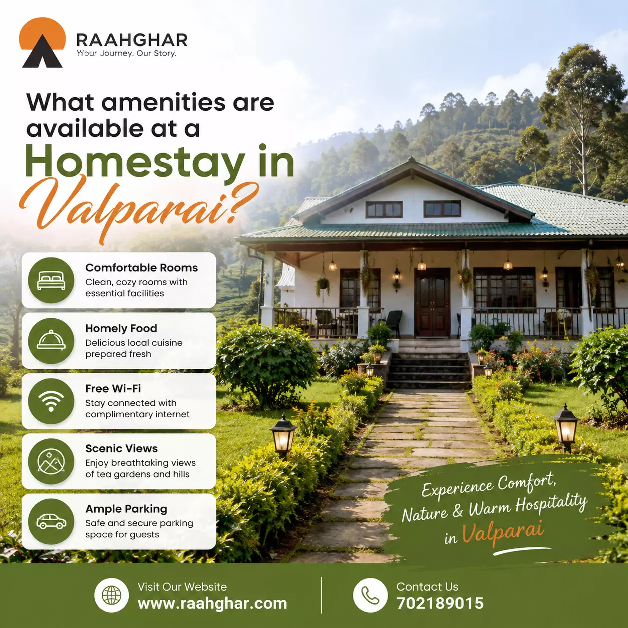 What amenities are available at a Homestay in Valparai?