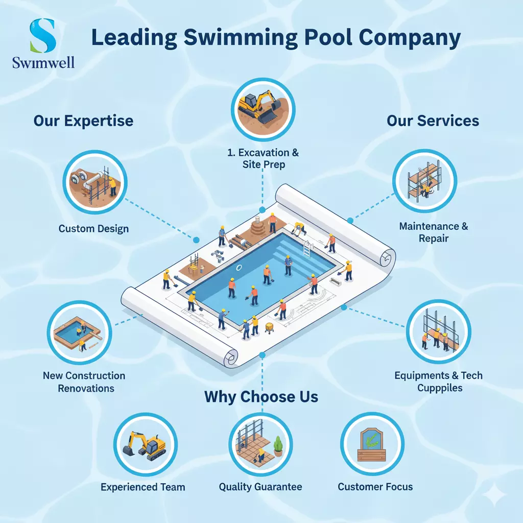 What are the most important design decisions before starting swimming pool construction?