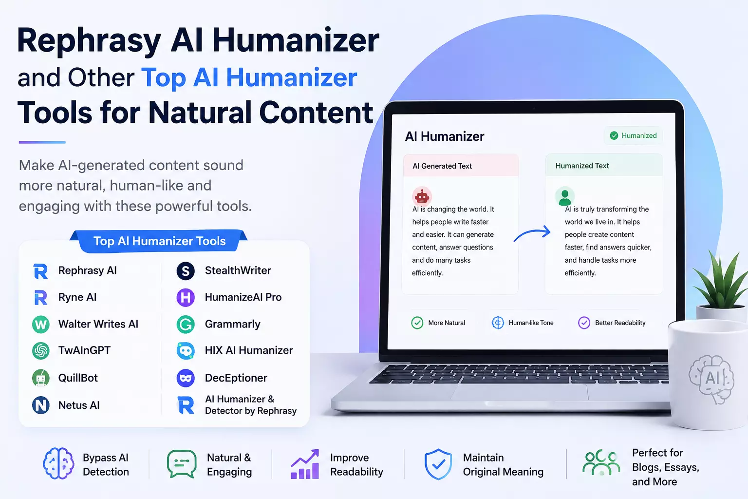 Rephrasy AI Humanizer and Other Top AI Humanizer Tools for Natural Content