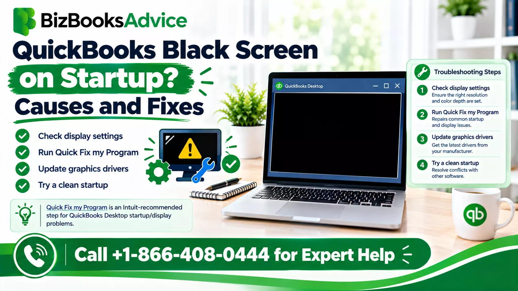 QuickBooks Black Screen on Startup? Causes and Fixes