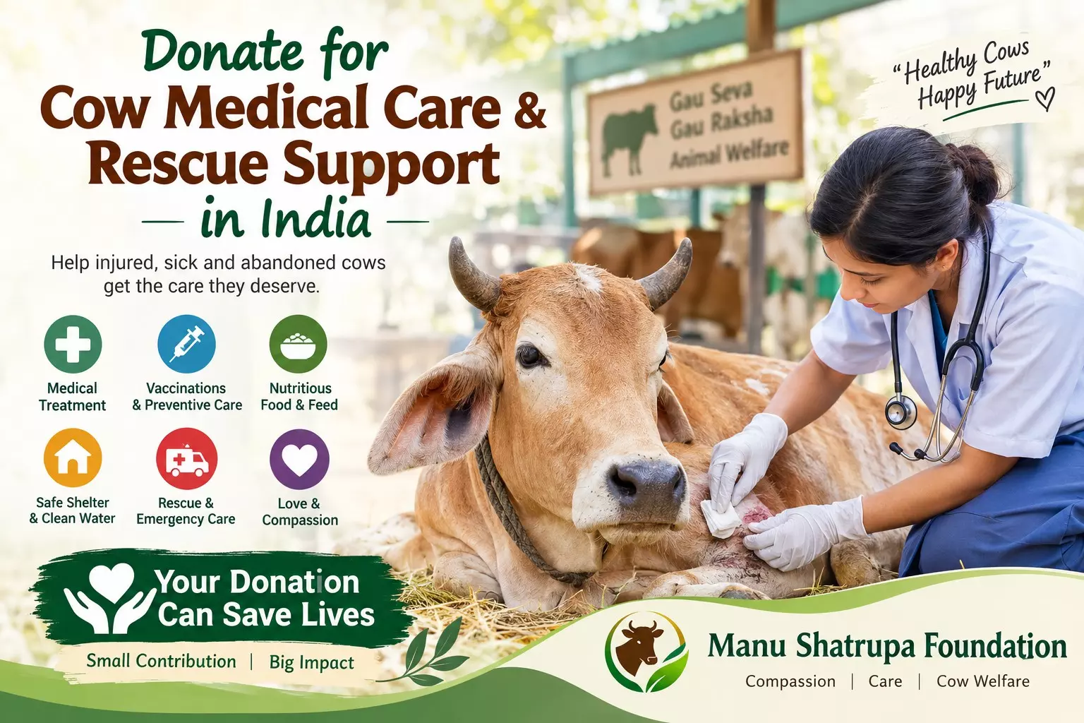 Donate for Cow Medical Care & Rescue Support in India