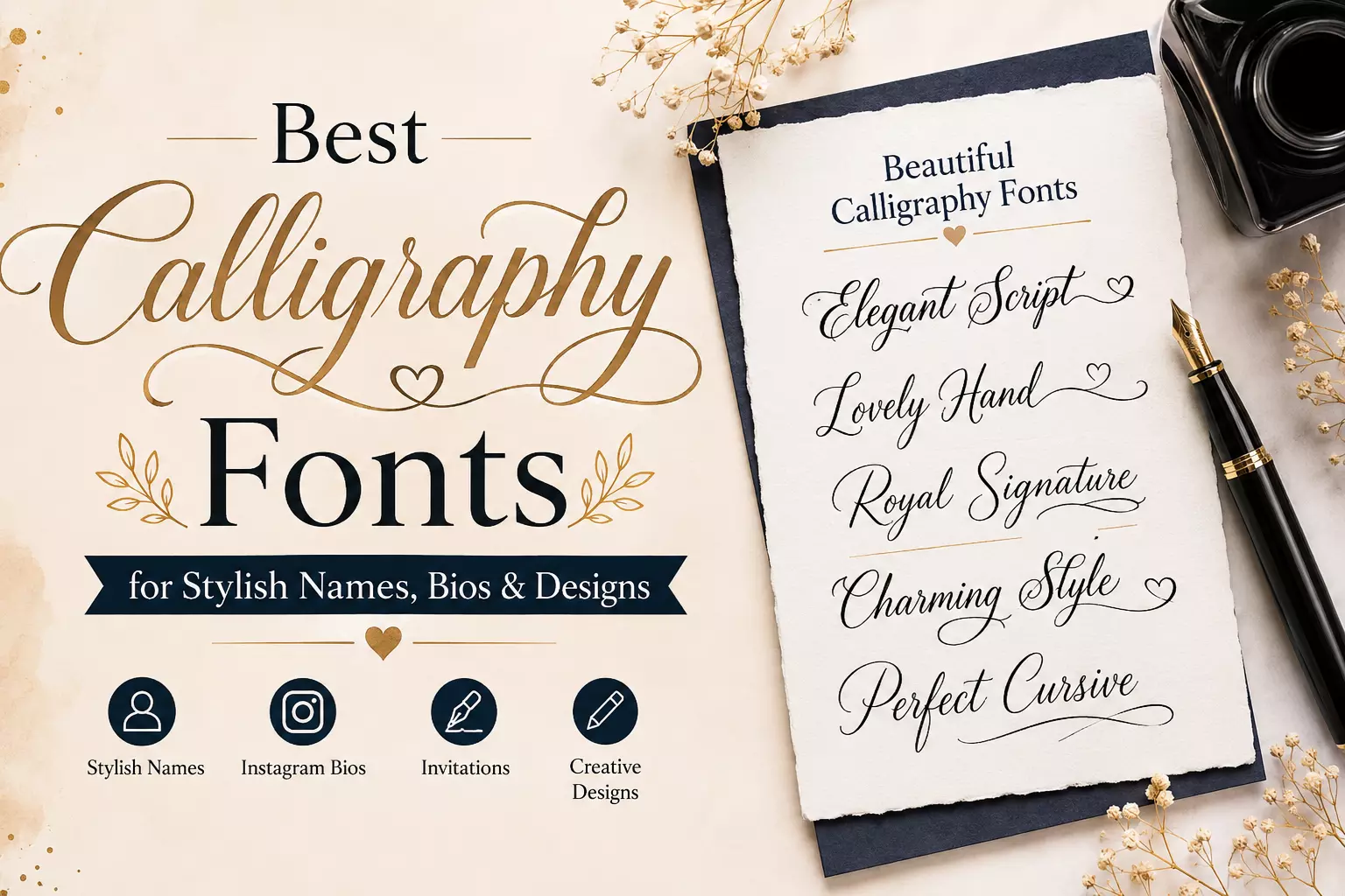 Best Calligraphy Fonts for Stylish Names, Bios, and Designs