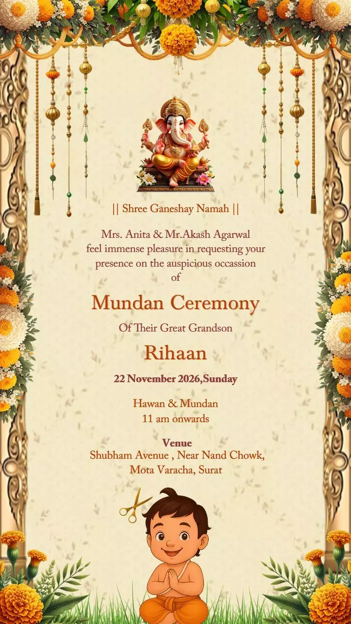 Mundan Card Format PDF | Mundan Ceremony Card Templates