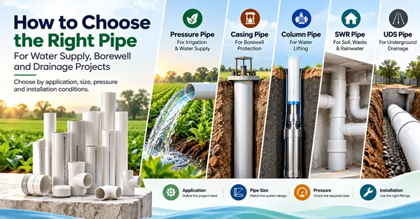 How to Choose the Right Pipe for Water Supply, Borewell and Drainage Projects