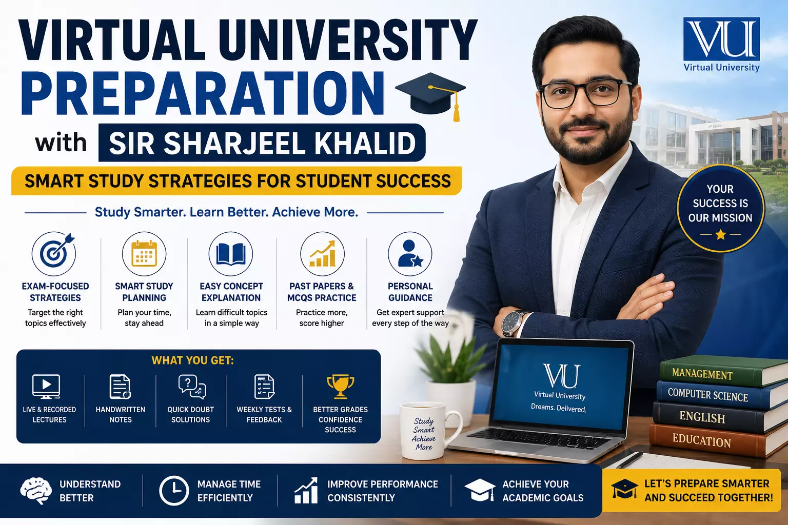 Virtual University Preparation with Sir Sharjeel Khalid Smart Study Strategies for Student Success