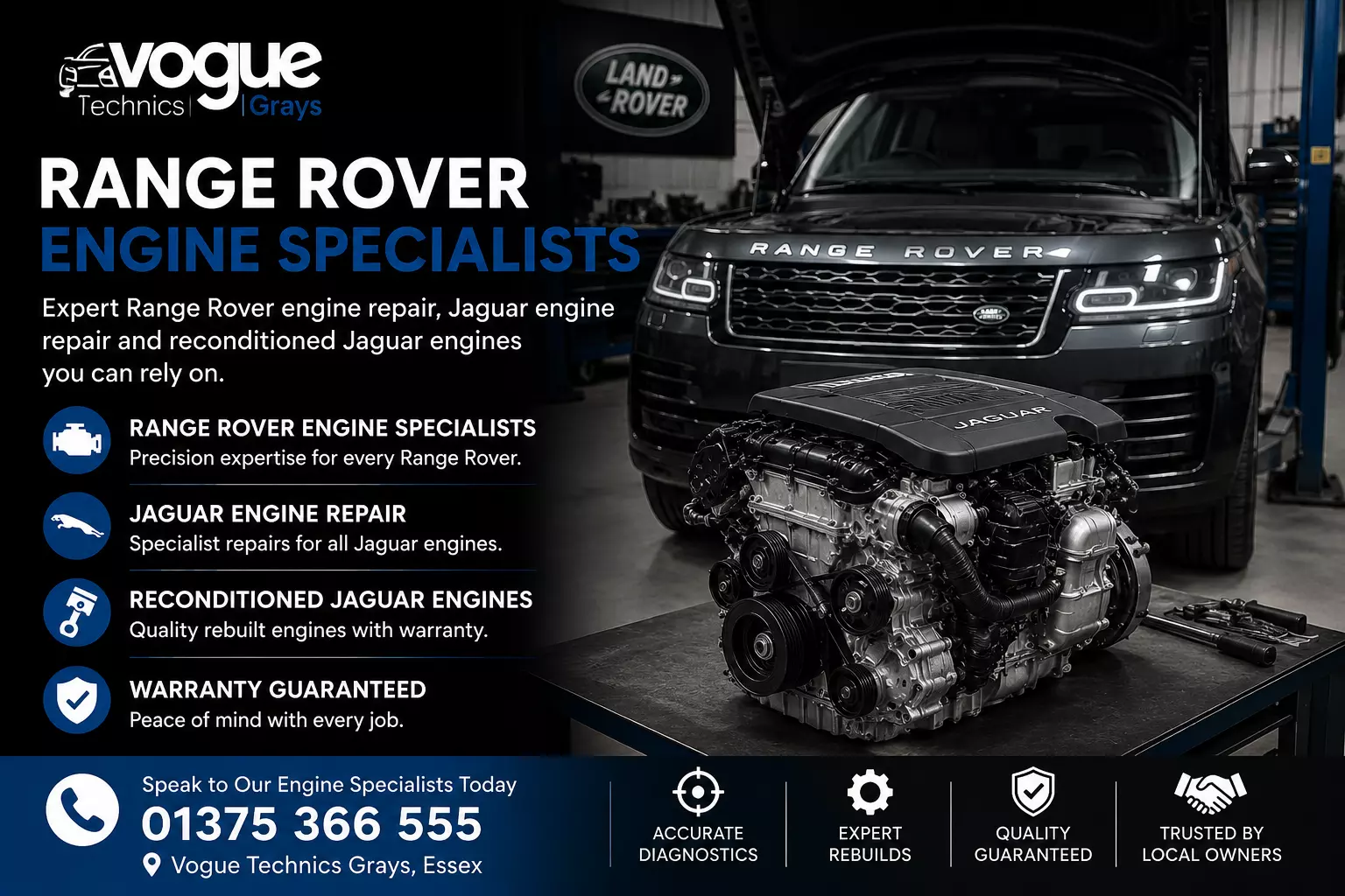 Vogue Technics Grays: Trusted Range Rover Engine Specialists