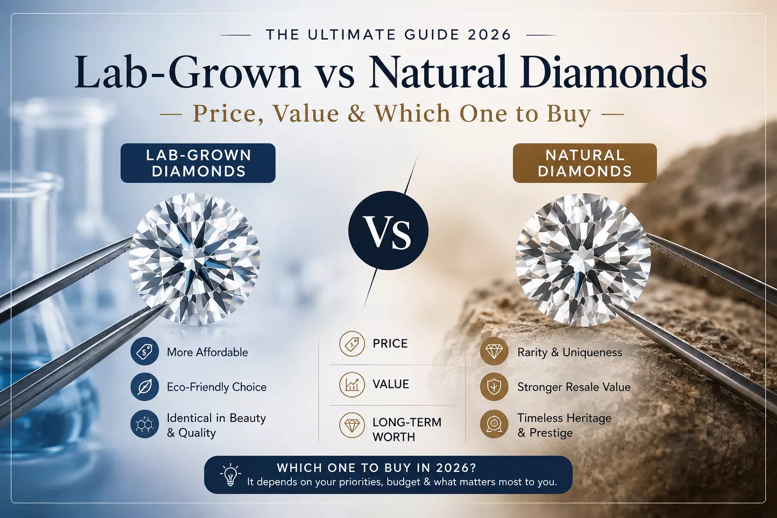 Lab-Grown vs Natural Diamonds in 2026: Price, Value & Which One to Buy