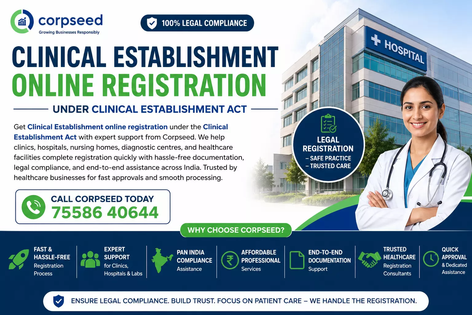 Clinical Establishment Registration Online with Expert Compliance Support | Corpseed